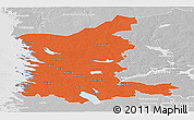 Political Panoramic Map of Satakunta, lighten, desaturated