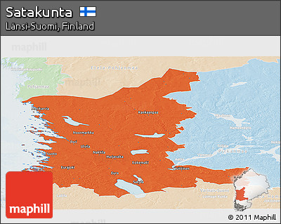 Political Panoramic Map of Satakunta, lighten