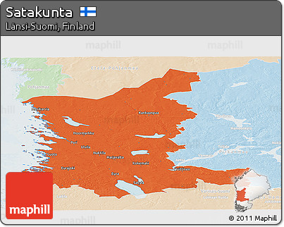 Political Panoramic Map of Satakunta, lighten