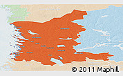 Political Panoramic Map of Satakunta, lighten