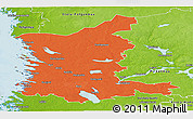 Political Panoramic Map of Satakunta, physical outside