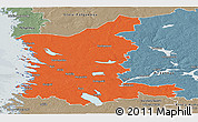 Political Panoramic Map of Satakunta, semi-desaturated