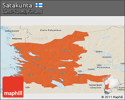 Political Panoramic Map of Satakunta, shaded relief outside