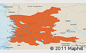 Political Panoramic Map of Satakunta, shaded relief outside
