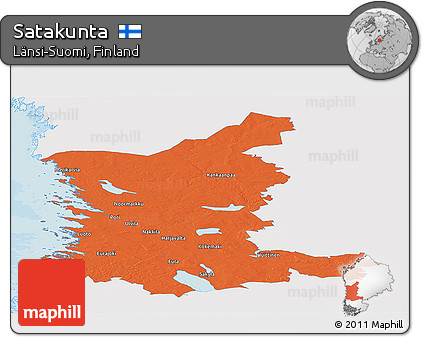Political Panoramic Map of Satakunta, single color outside