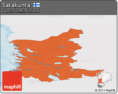 Political Panoramic Map of Satakunta, single color outside