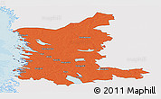 Political Panoramic Map of Satakunta, single color outside
