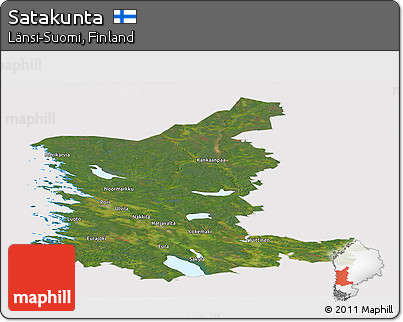 Satellite Panoramic Map of Satakunta, cropped outside