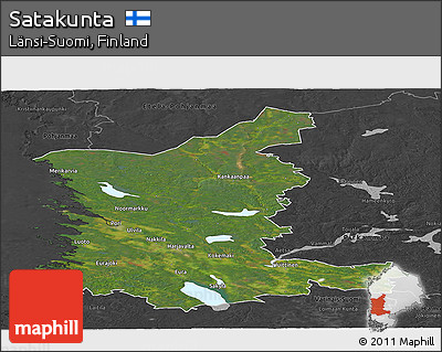 Satellite Panoramic Map of Satakunta, darken, desaturated