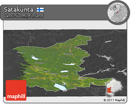 Satellite Panoramic Map of Satakunta, darken, desaturated