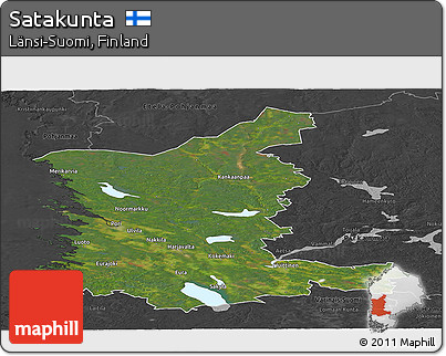 Satellite Panoramic Map of Satakunta, darken, desaturated