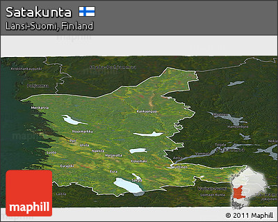 Satellite Panoramic Map of Satakunta, darken