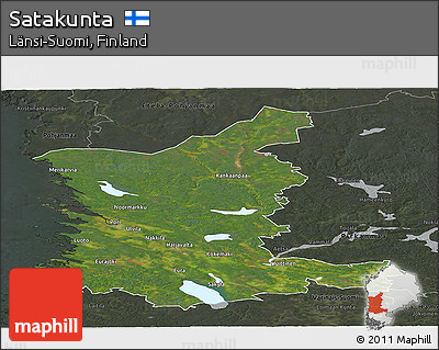 Satellite Panoramic Map of Satakunta, darken, semi-desaturated
