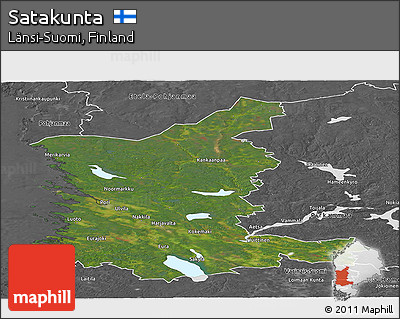 Satellite Panoramic Map of Satakunta, desaturated