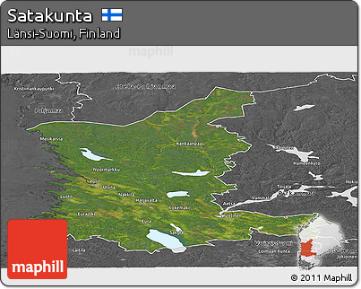 Satellite Panoramic Map of Satakunta, desaturated
