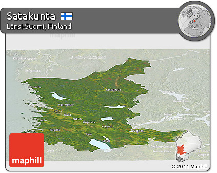 Satellite Panoramic Map of Satakunta, lighten