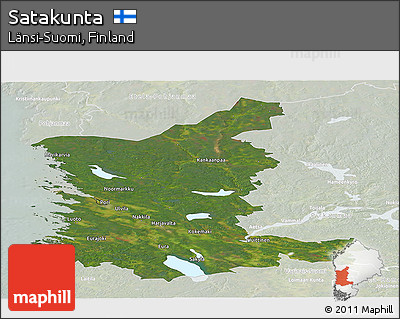 Satellite Panoramic Map of Satakunta, lighten