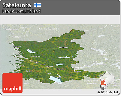 Satellite Panoramic Map of Satakunta, lighten