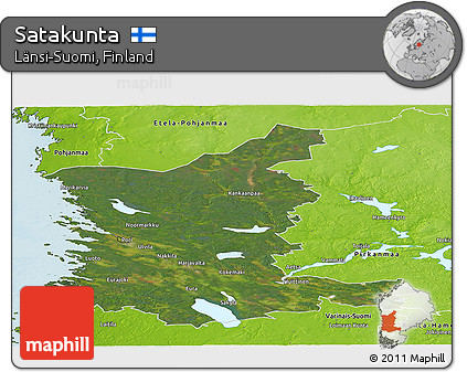 Satellite Panoramic Map of Satakunta, physical outside
