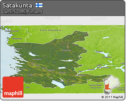 Satellite Panoramic Map of Satakunta, physical outside