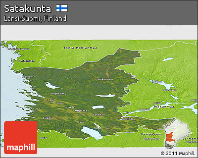 Satellite Panoramic Map of Satakunta, physical outside
