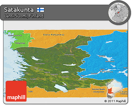 Satellite Panoramic Map of Satakunta, political outside