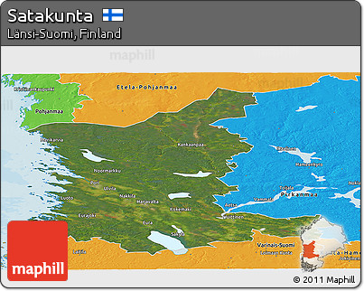 Satellite Panoramic Map of Satakunta, political outside