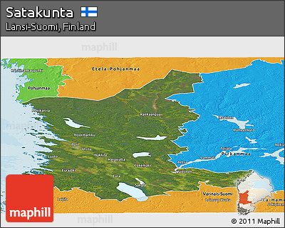 Satellite Panoramic Map of Satakunta, political outside