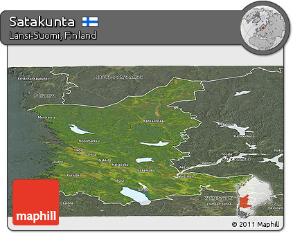 Satellite Panoramic Map of Satakunta, semi-desaturated