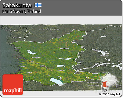 Satellite Panoramic Map of Satakunta, semi-desaturated