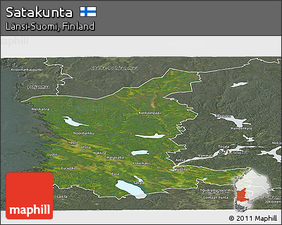 Satellite Panoramic Map of Satakunta, semi-desaturated