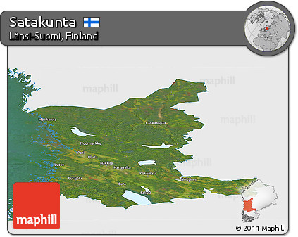 Satellite Panoramic Map of Satakunta, single color outside