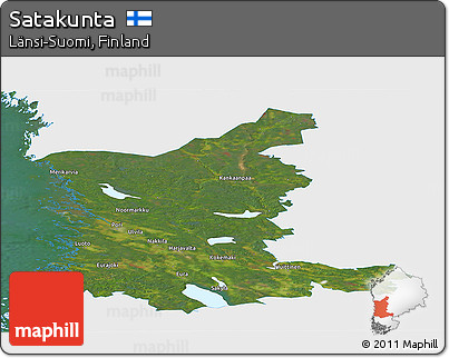 Satellite Panoramic Map of Satakunta, single color outside