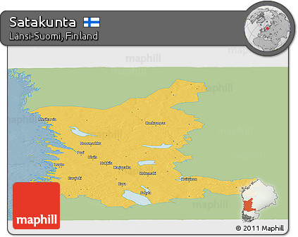 Savanna Style Panoramic Map of Satakunta, single color outside
