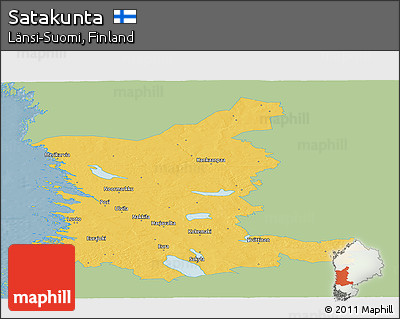 Savanna Style Panoramic Map of Satakunta, single color outside