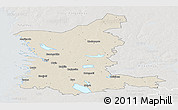 Shaded Relief Panoramic Map of Satakunta, lighten, semi-desaturated