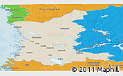 Shaded Relief Panoramic Map of Satakunta, political outside
