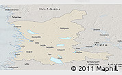 Shaded Relief Panoramic Map of Satakunta, semi-desaturated