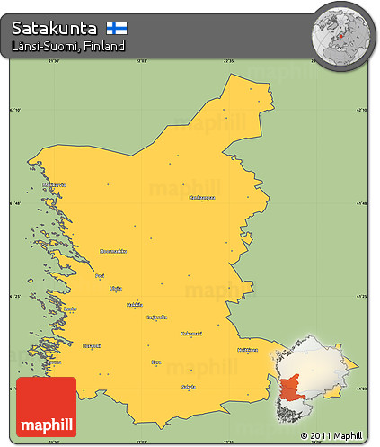 Savanna Style Simple Map of Satakunta, cropped outside