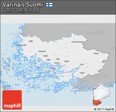 Gray 3D Map of Varinais-Suomi, single color outside