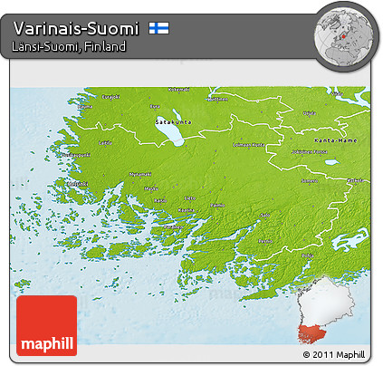 Physical 3D Map of Varinais-Suomi