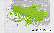 Physical 3D Map of Varinais-Suomi, lighten, desaturated