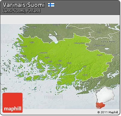 Physical 3D Map of Varinais-Suomi, semi-desaturated