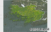 Satellite 3D Map of Varinais-Suomi, semi-desaturated