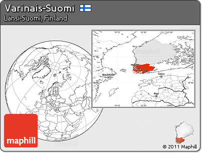 Blank Location Map of Varinais-Suomi, highlighted parent region