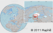 Gray Location Map of Varinais-Suomi, highlighted parent region, within the entire country, hill shading