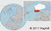 Gray Location Map of Varinais-Suomi, highlighted parent region, hill shading