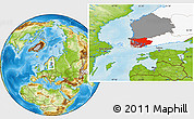 Physical Location Map of Varinais-Suomi, highlighted country, highlighted parent region