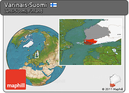 Satellite Location Map of Varinais-Suomi, highlighted country, highlighted parent region