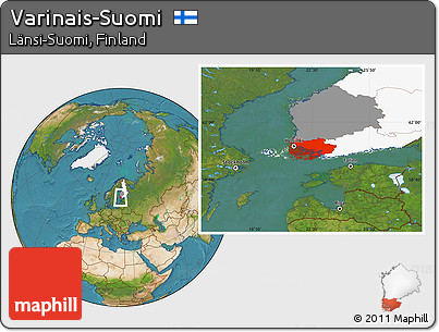 Satellite Location Map of Varinais-Suomi, highlighted country, highlighted parent region
